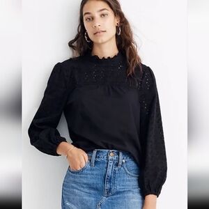 🌸Madewell Black Lace Detail Blouse‎